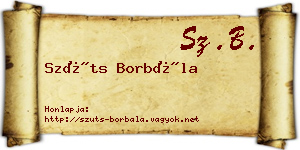 Szüts Borbála névjegykártya